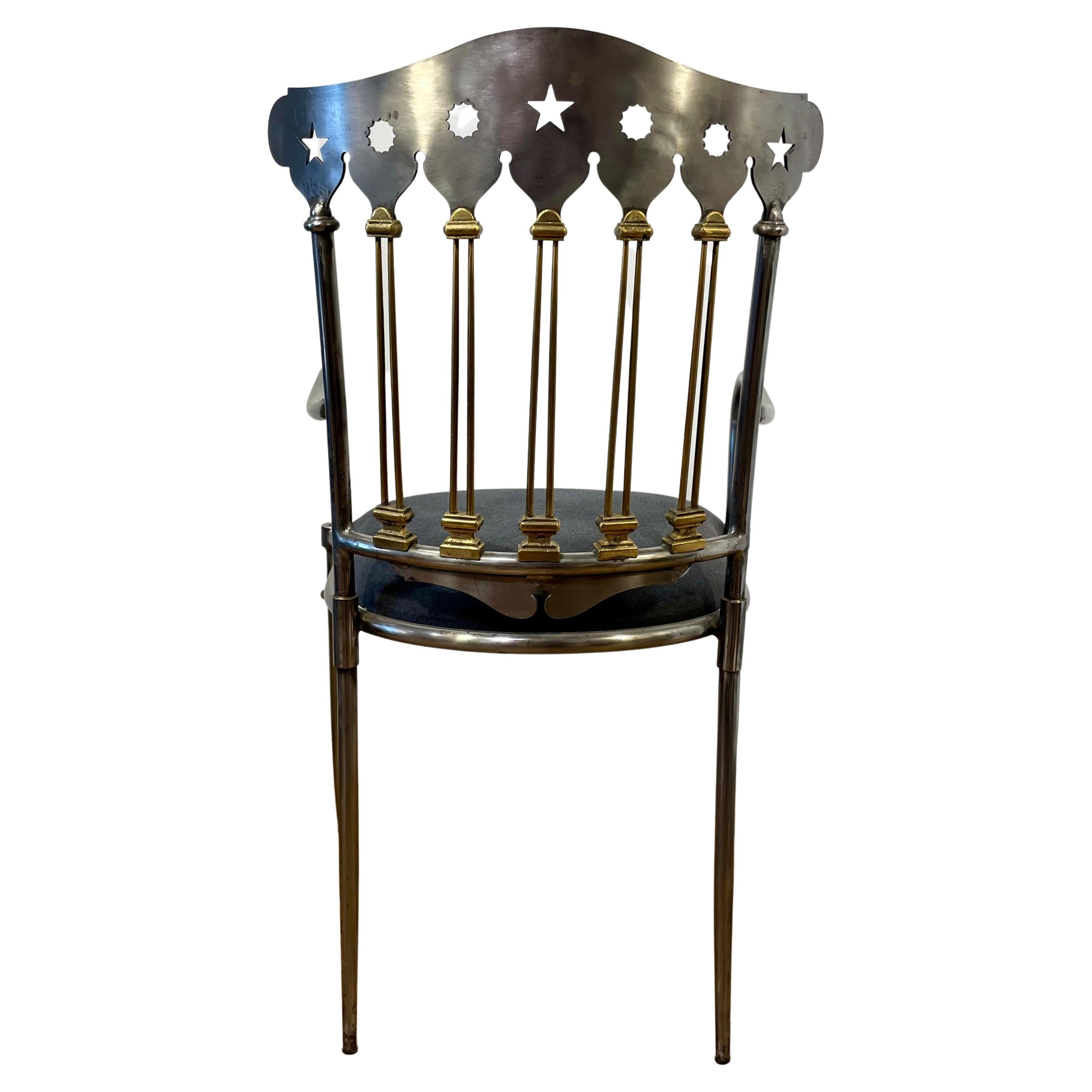 20th Century Set of 1950s French Steel and Brass Chairs For Sale