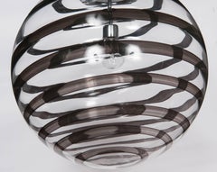 Murano Glass Globe Pendants with Black Swirl accent
