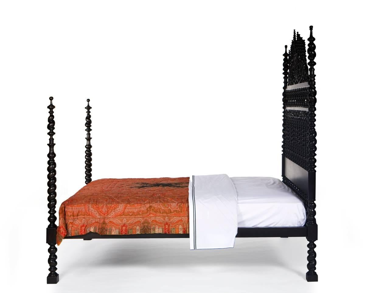 Martyn Lawrence Bullard custom Lisbon bed. 
The Lisbon bed is inspired from an original 18th century piece. It's intricate details have been masterfully copied making this bed an elegant reproduction of the rare original.
 