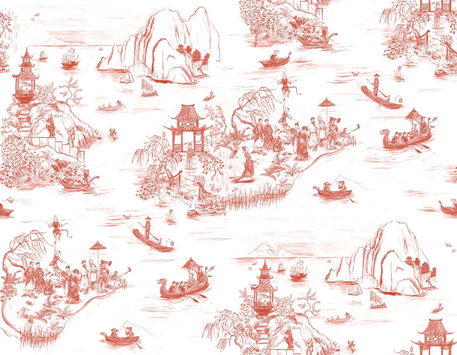 Contemporary Courtesan Chinoisserie Wallpaper from the Urban and Rural Collection For Sale