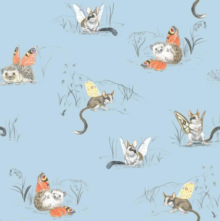 Winged Hedgehog and Dormouse Wallpaper from the for the Very Young Collection For Sale 2
