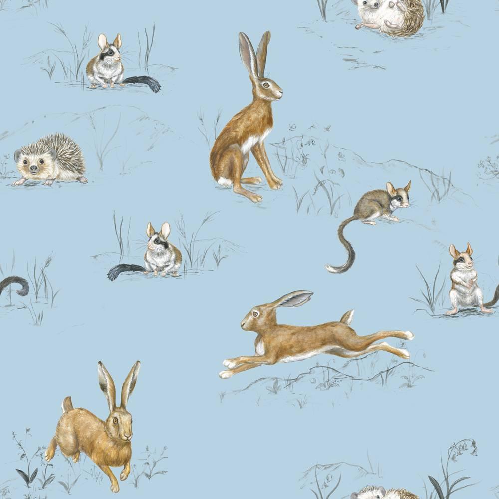 Hare, Hedgehog and Dormouse, Wallpaper from the for the Very Young Collection In Excellent Condition For Sale In Notting Hill, London
