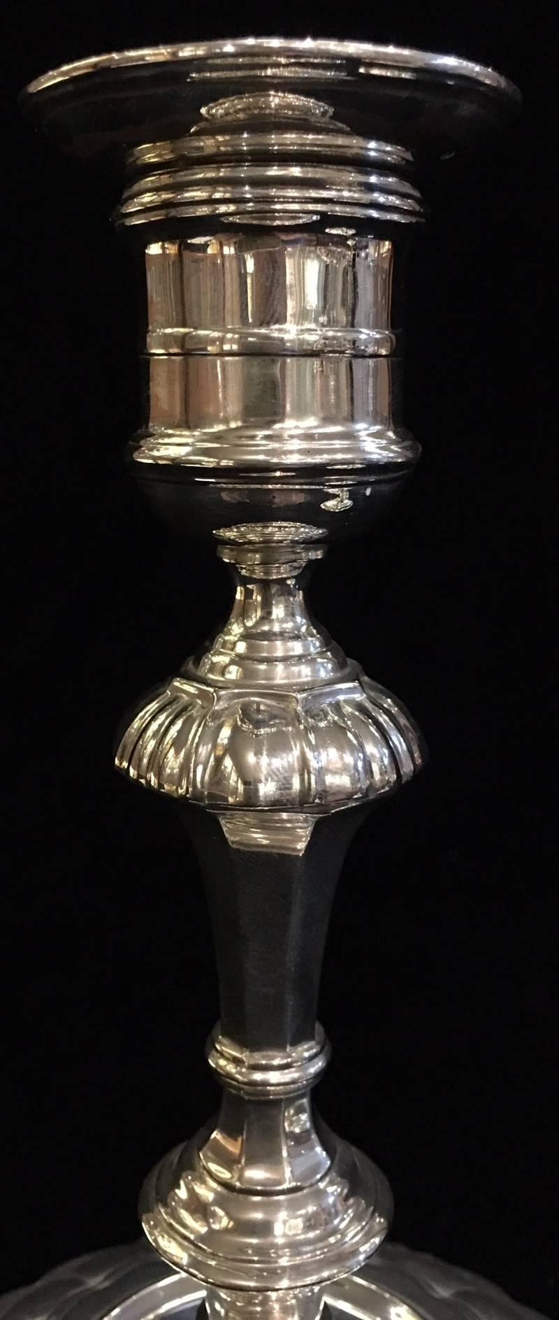 Great Britain (UK) Pair of Silver George III Style Candlesticks For Sale