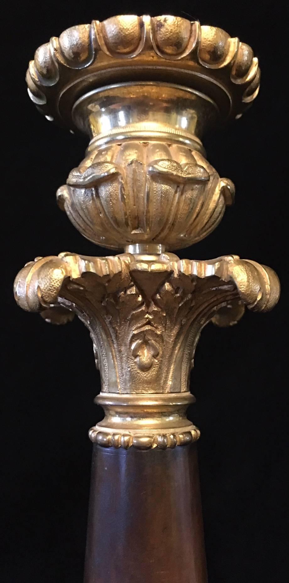 Pair of Napoleon III Gilt Bronze Candlesticks In Excellent Condition For Sale In Tetsworth, GB