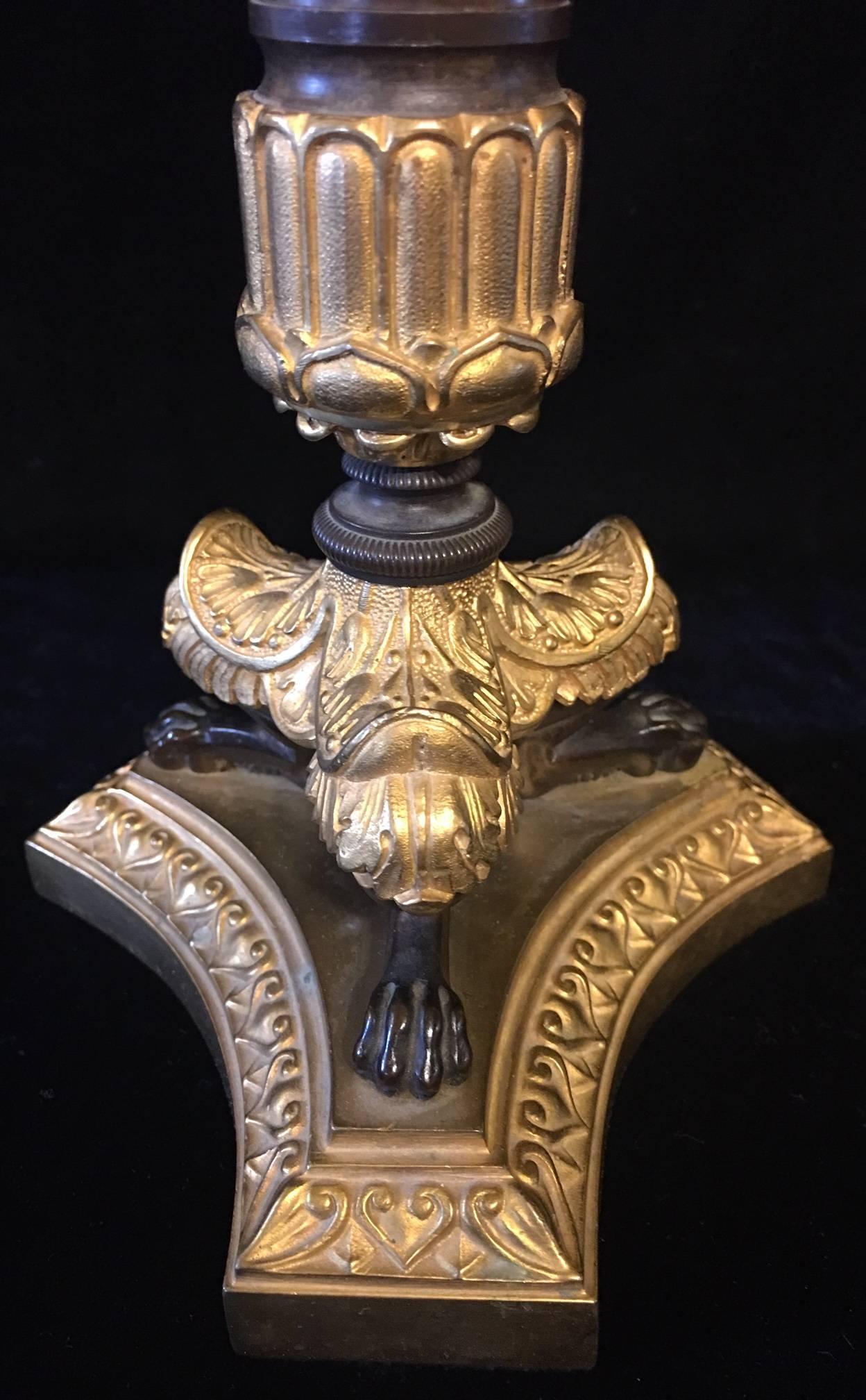 Pair of Napoleon III Gilt Bronze Candlesticks For Sale 2