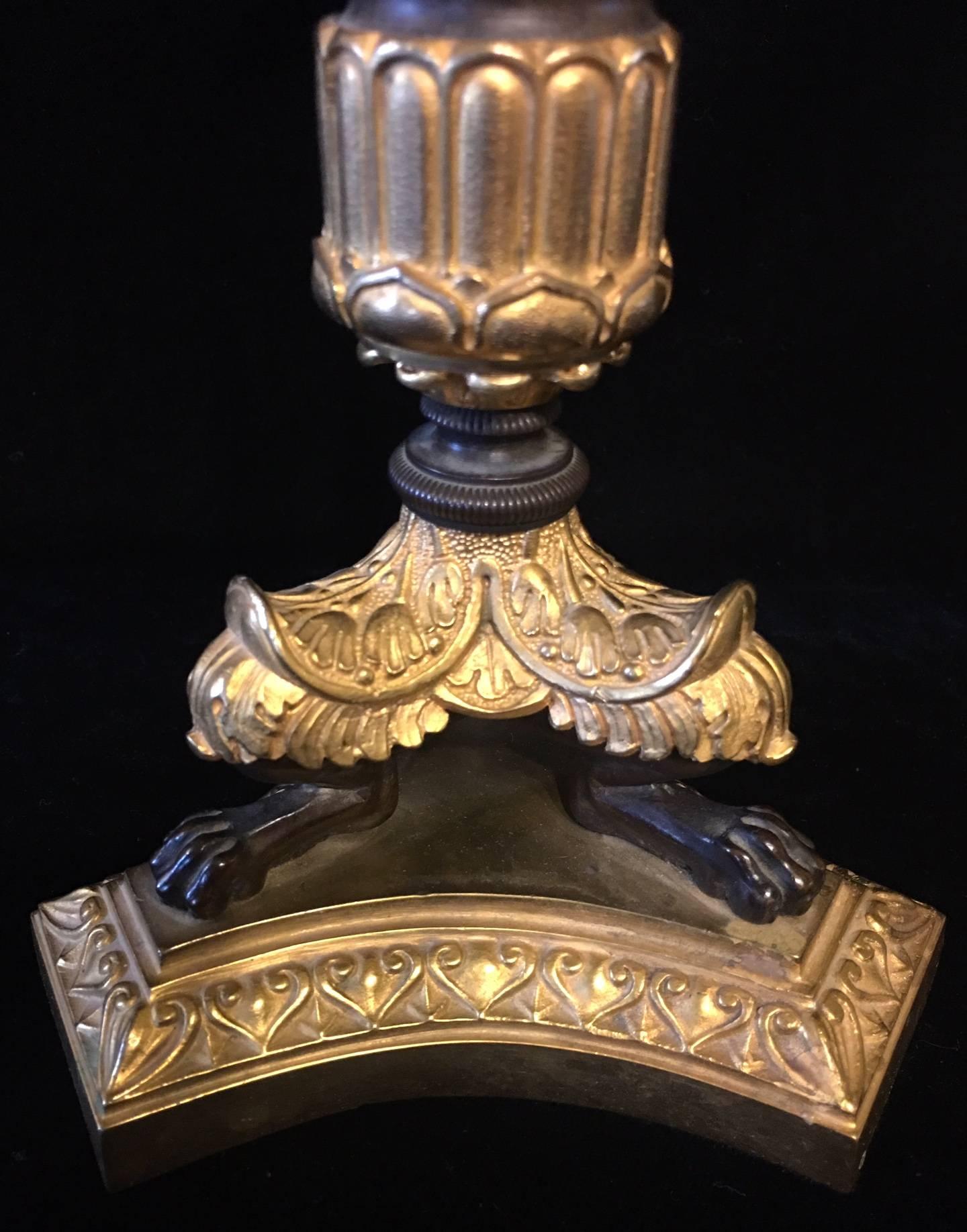 Pair of Napoleon III Gilt Bronze Candlesticks For Sale 3
