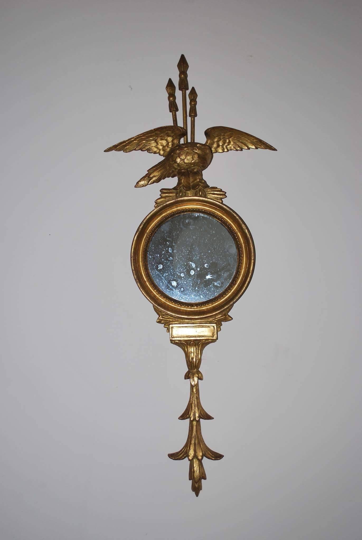 19th Century Giltwood Wall Mirror with an Eagle Crest 2