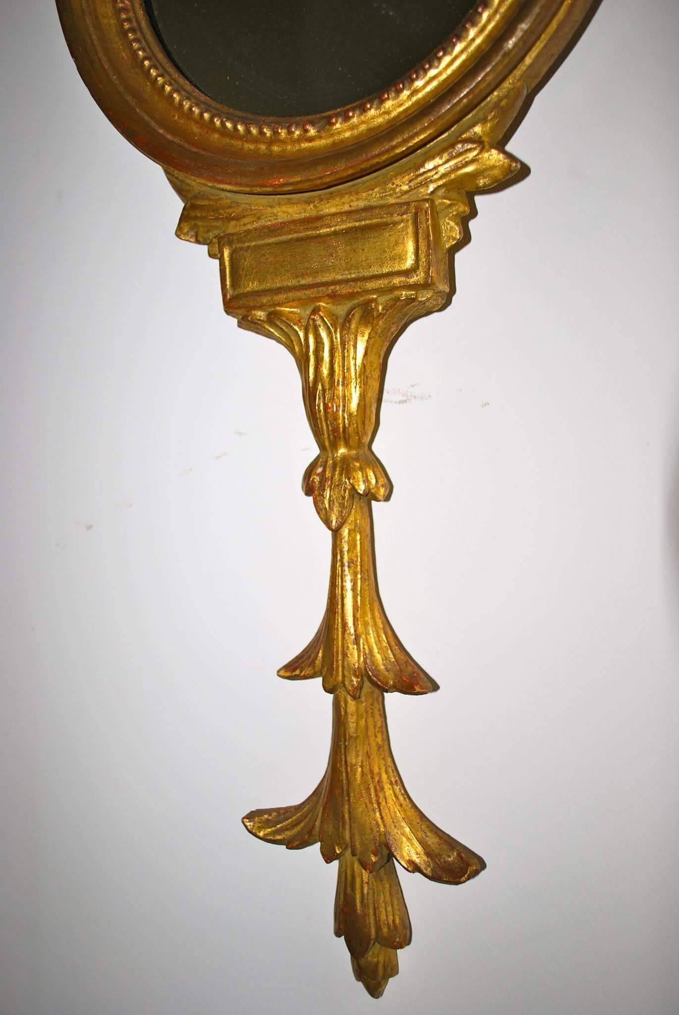 English 19th Century Giltwood Wall Mirror with an Eagle Crest