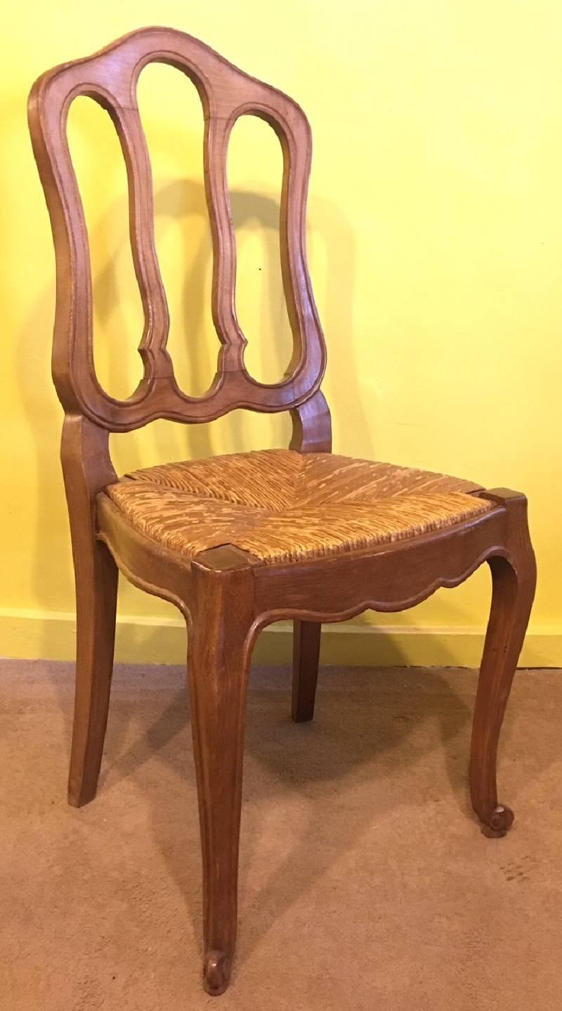 Set of Six Louis XVI Style Fruitwood Dinning Chairs 1