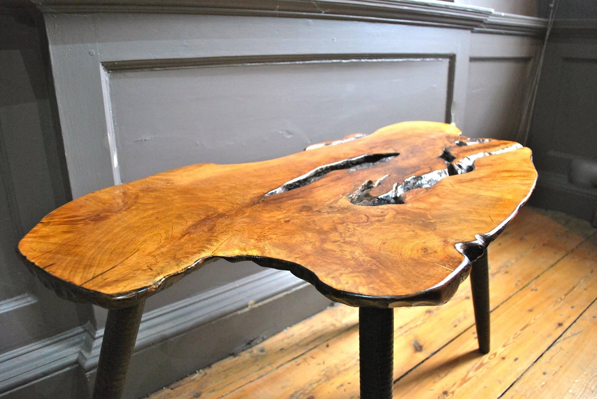 Tree trunk table possibly attributed to Carl Aubock.