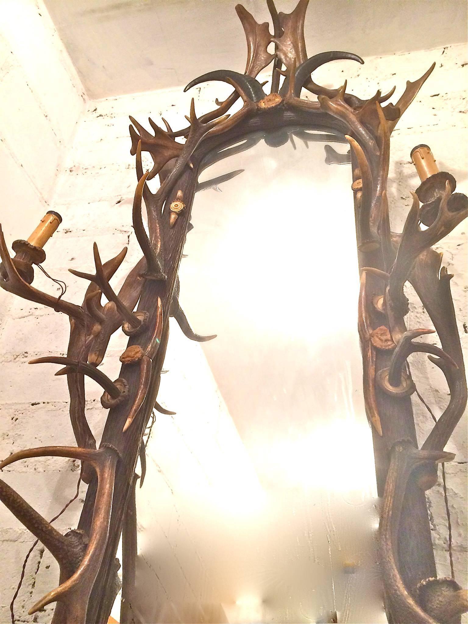 19th Century Black Forest Antlers Mirror For Sale 3