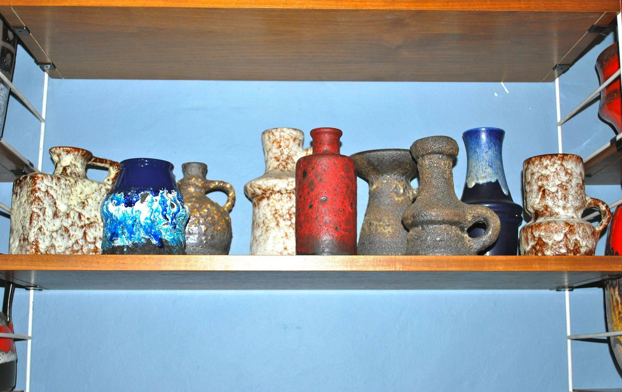 20th Century Collection of 33 West German Pottery Vases, Fat Lava Ceramics For Sale
