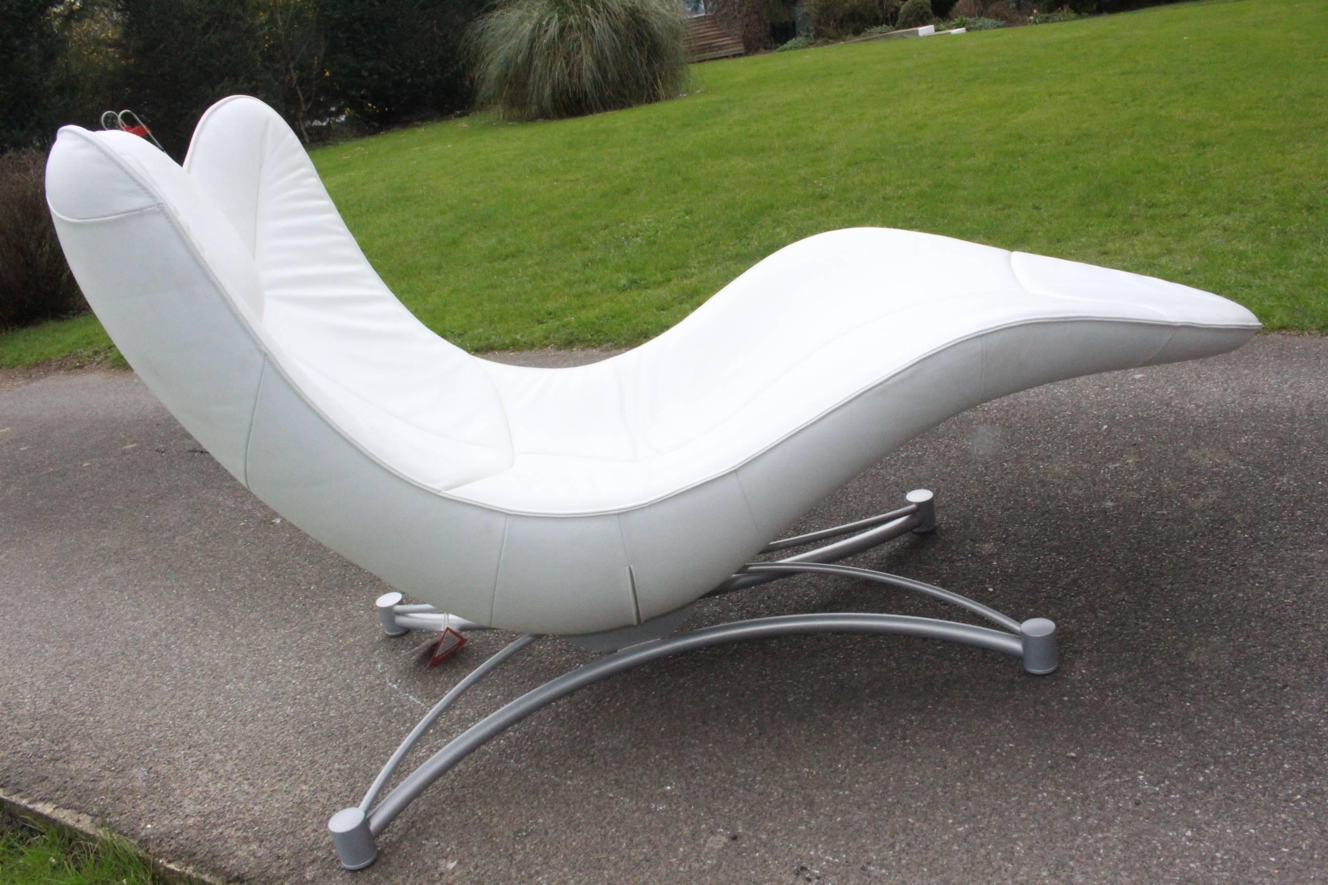 Designer De Sede 151 White Leather Recliner Armchair Chaise For Sale 1