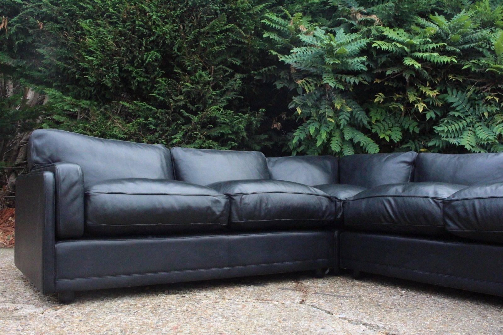 Designer Poltrona Frau Socrate black leather corner sofa suite 
RRP £20 000 current model
high quality pelle smooth leather sofa
seating and back cushions are feather filled for great comfort
in excellent condition, well cared for

The Socrate