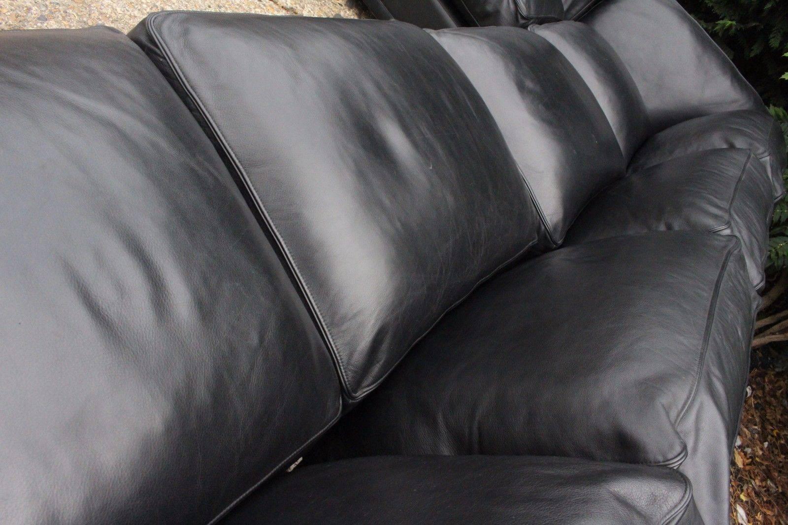 Designer Poltrona Frau Socrate Black Leather Corner Sofa For Sale 2