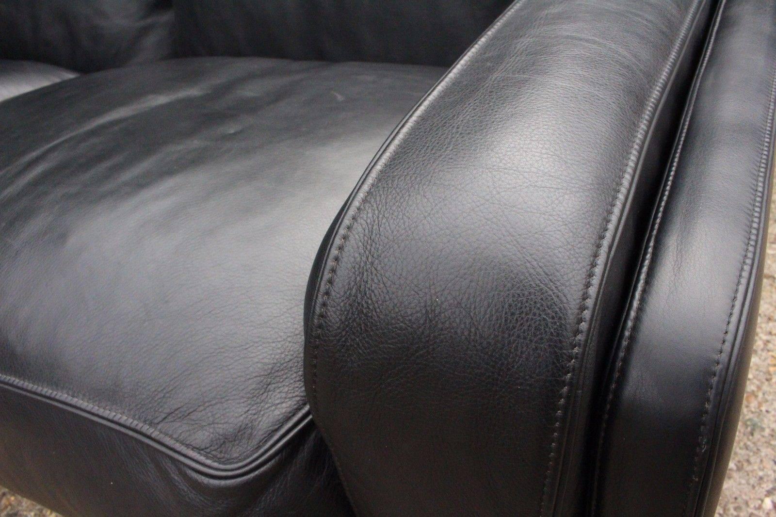 Designer Poltrona Frau Socrate Black Leather Corner Sofa For Sale 3