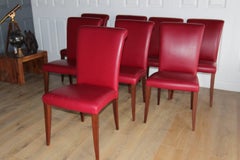 Poltrona Frau ‘Vittoria’ Set of Eight Dining Chairs in Claret Leather
