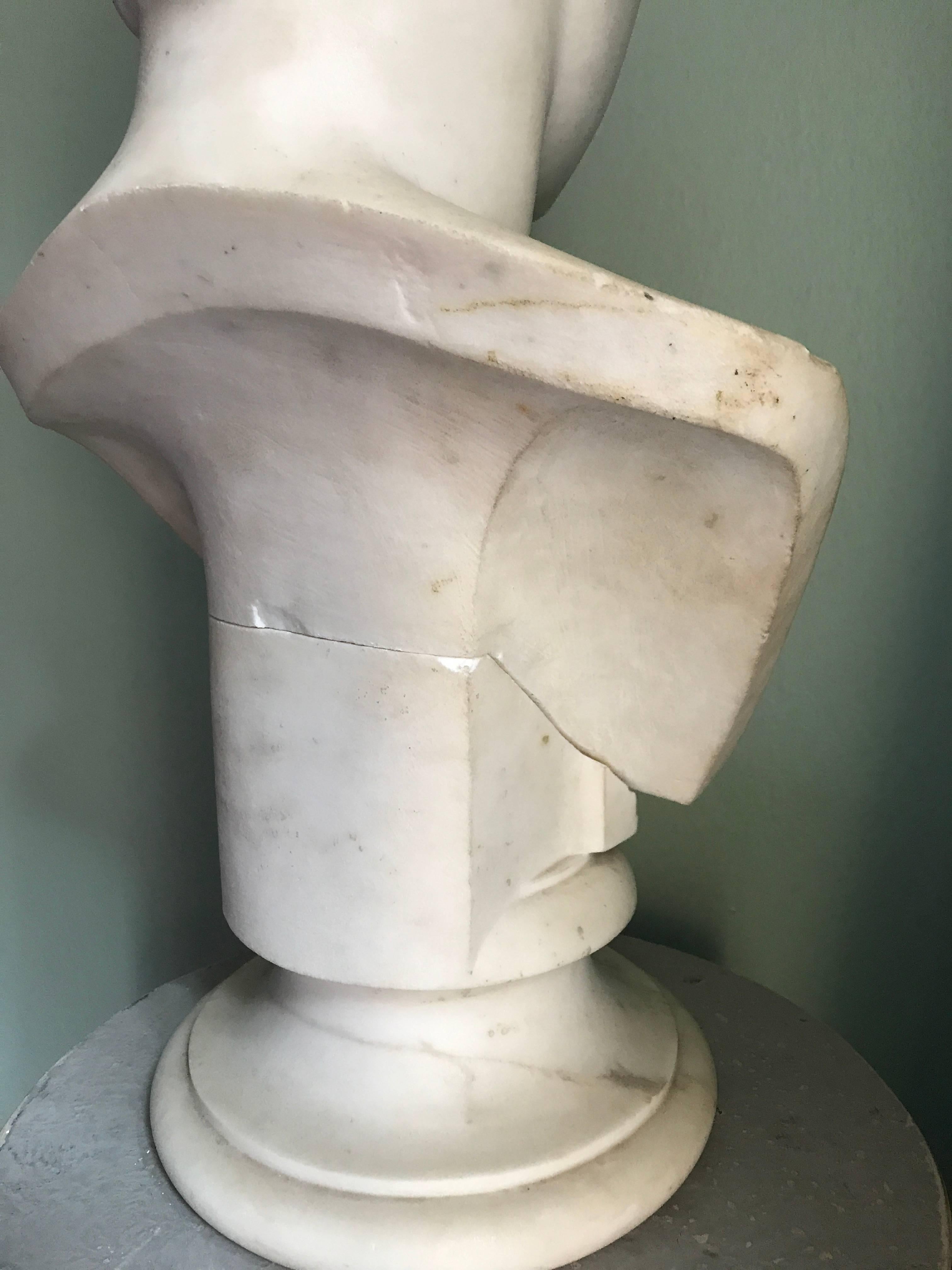 19th Century Marble Bust of Young Octavian, after Antonio Canova, 1757-1822 For Sale 7