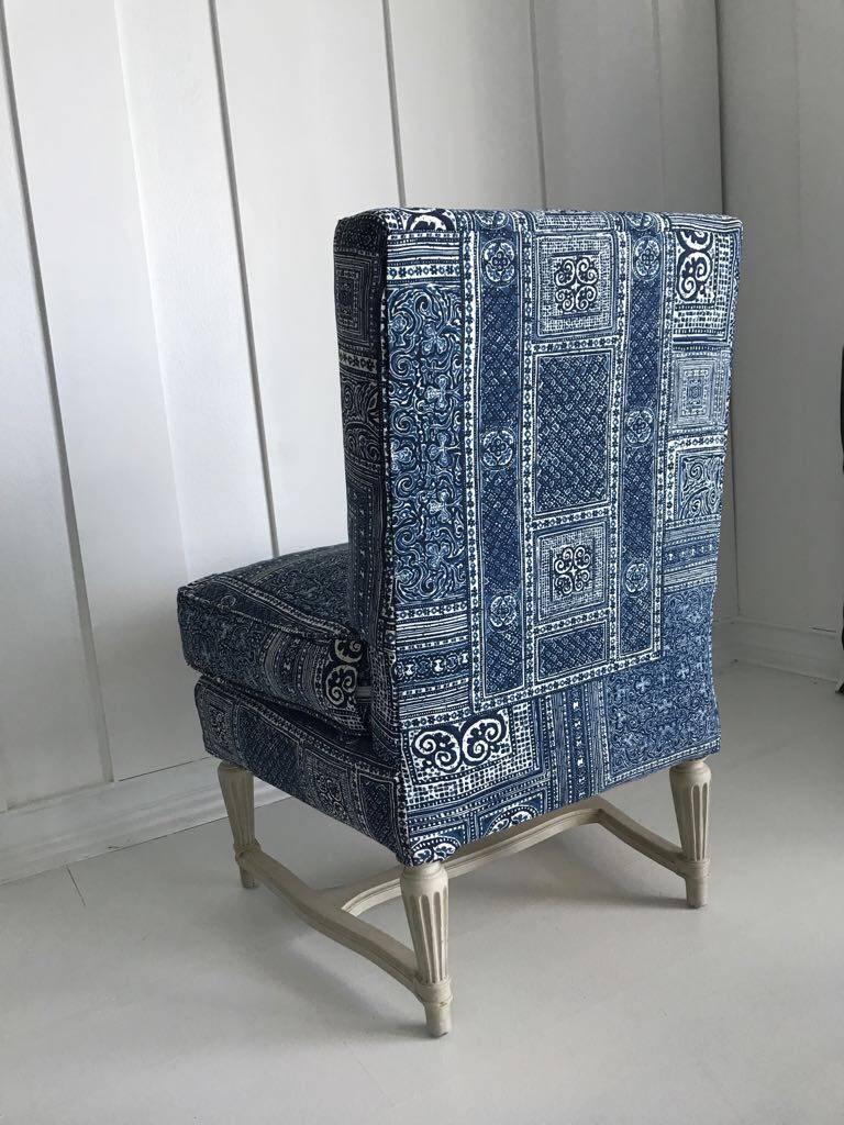 American Beautiful Slipper Chair, Upholstered in Ralph Lauren Paisley Frabic For Sale