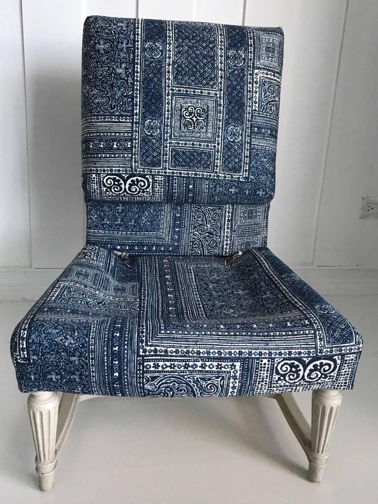 20th Century Beautiful Slipper Chair, Upholstered in Ralph Lauren Paisley Frabic For Sale