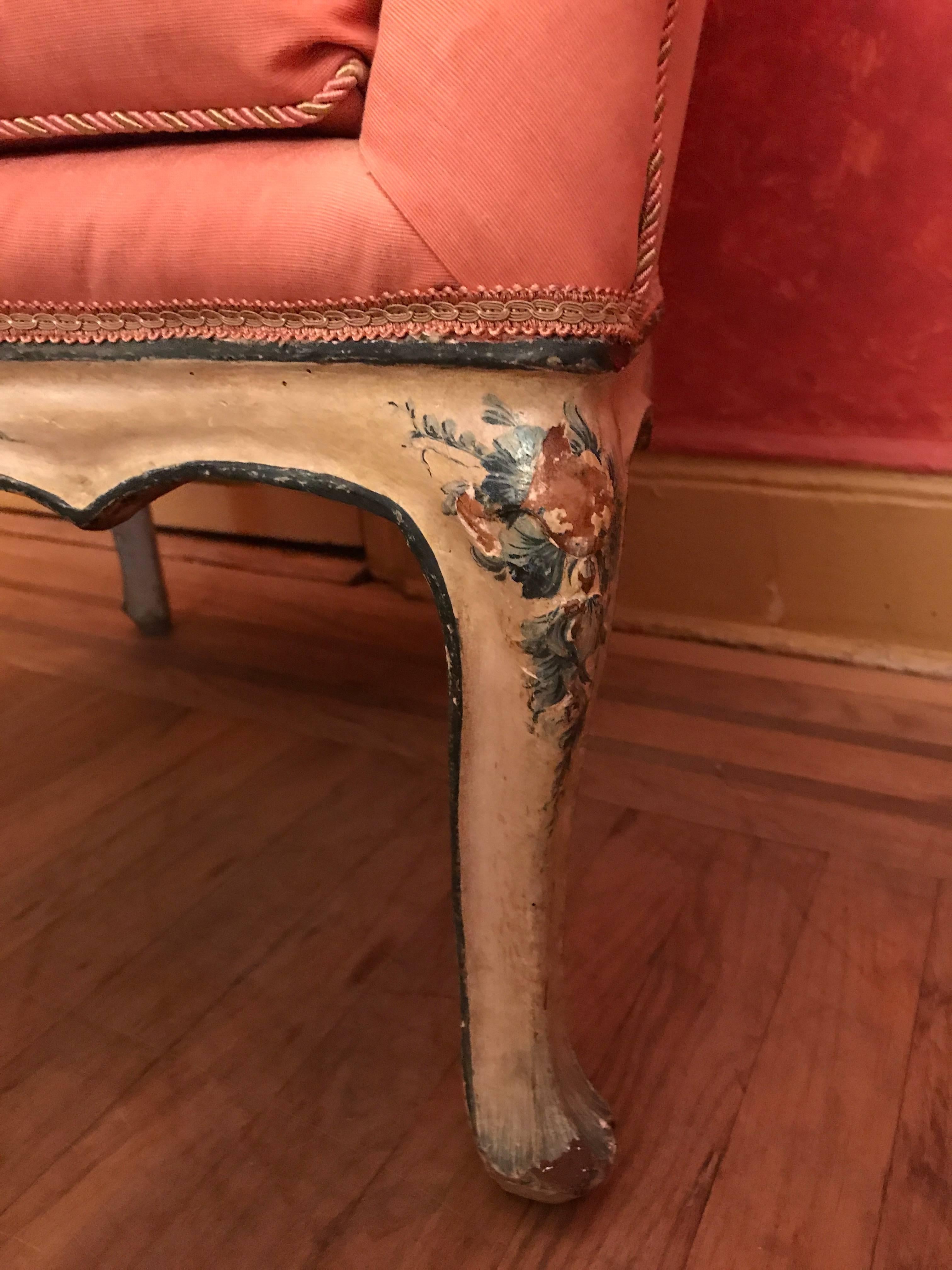 Pair of 18th Century, Venetian, Painted Wood Tub Chairs In Good Condition For Sale In NEW YORK, NY