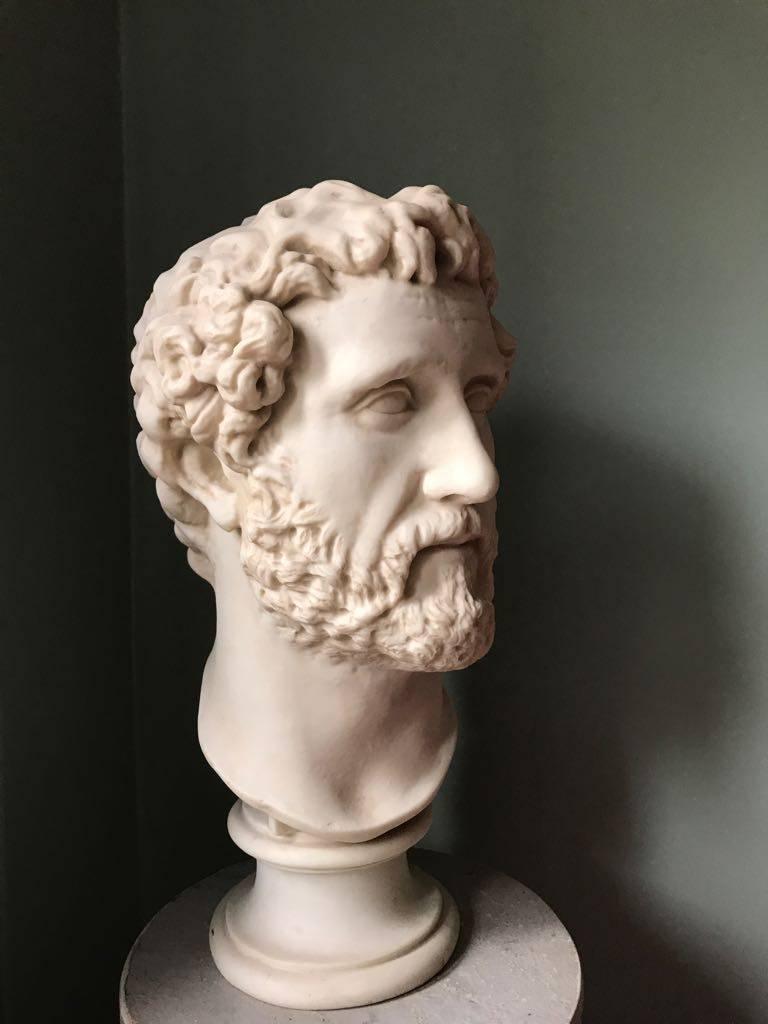 Bust of Roman Emperor Antoninus Pius, made of plaster in England. Very decorative piece for any space classical or contemporary. 