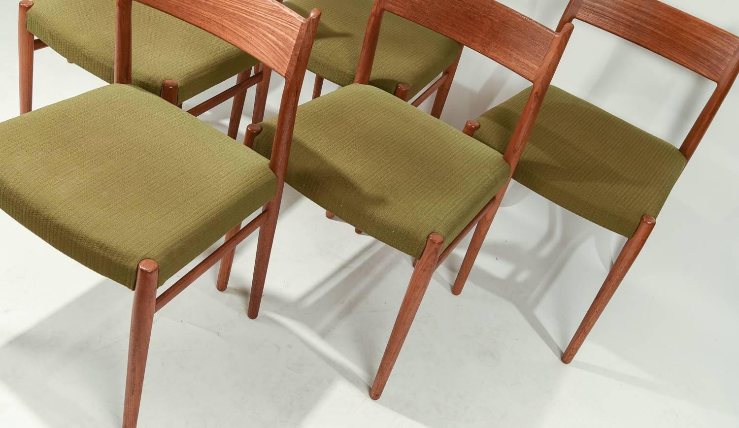 Danish Set of Six Arne Vodder for Sibast Furniture #418 Teak Dining Chairs