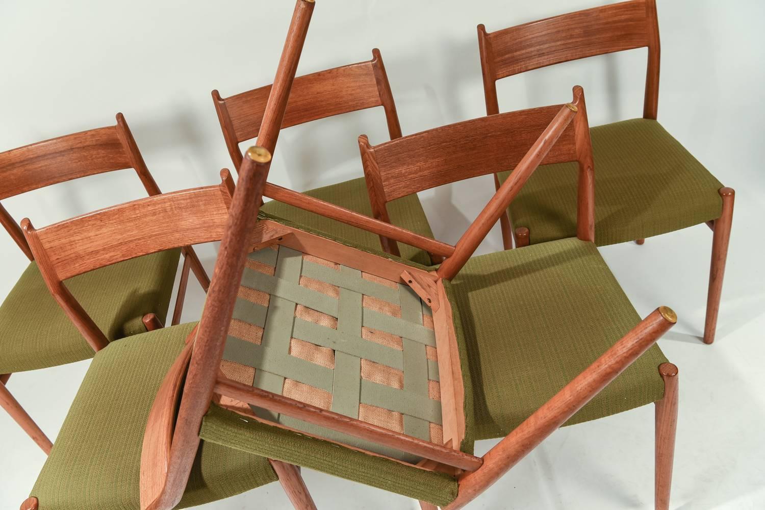 Mid-20th Century Set of Six Arne Vodder for Sibast Furniture #418 Teak Dining Chairs