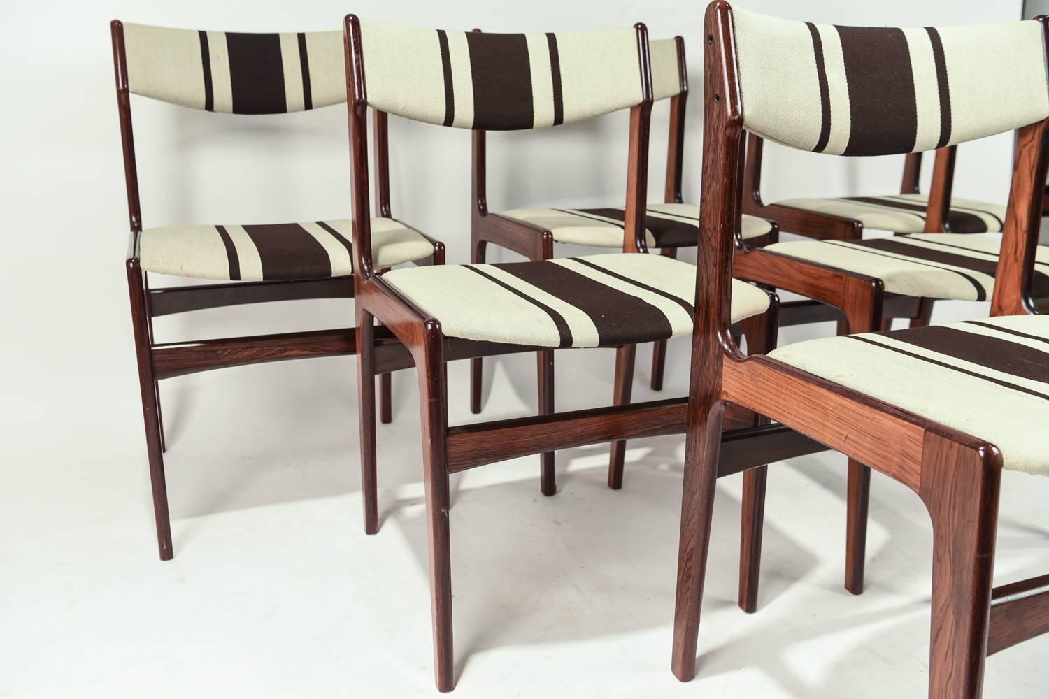 Danish Set of Six Erik Buch Style Rosewood Side Chairs