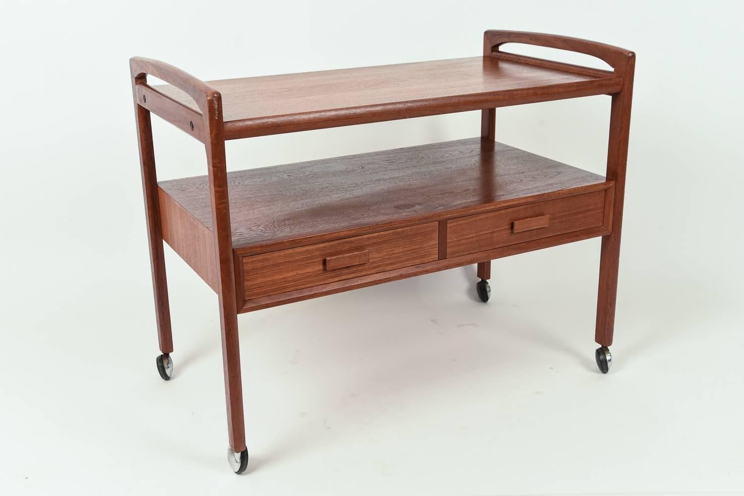Mid-20th Century Danish Mid-Century Teak Serving Trolley or Cart by Arrebo Møbler