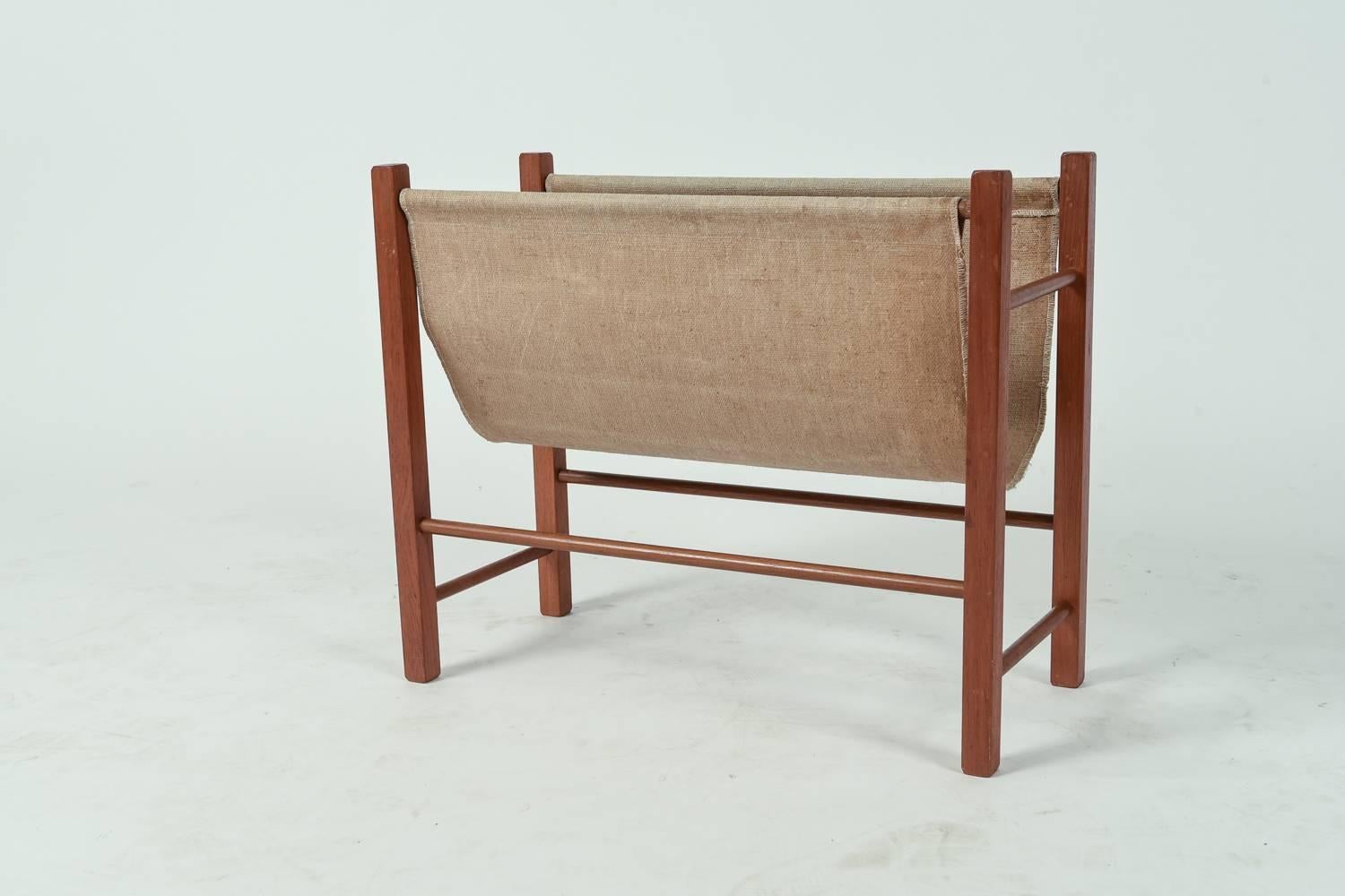Canvas Magazine Rack Danish Mid-Century Teak and Canvas Magazine Rack For Sale at 1stDibs ...