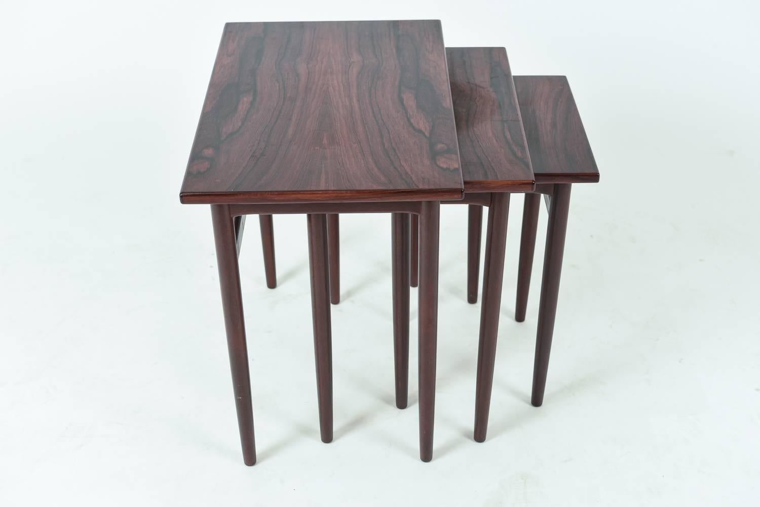 Set of Three Danish Mid-Century Rosewood Nesting Tables 1