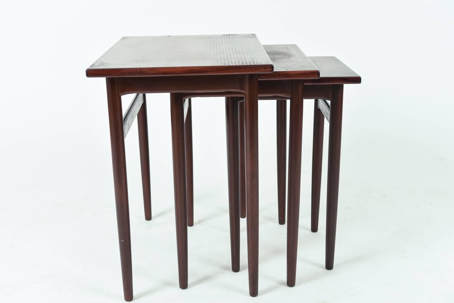 Set of Three Danish Mid-Century Rosewood Nesting Tables 2