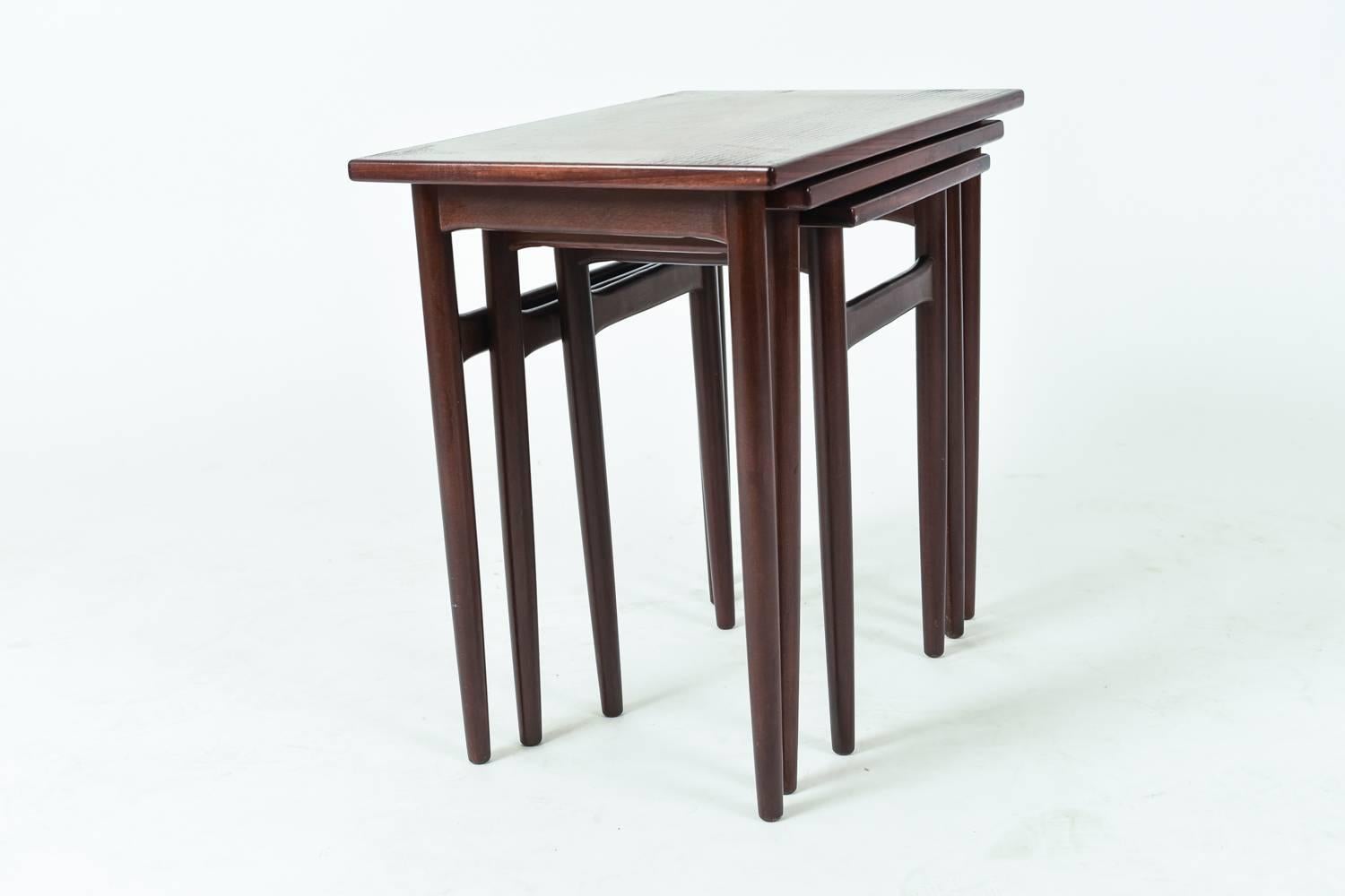 Set of Three Danish Mid-Century Rosewood Nesting Tables 3