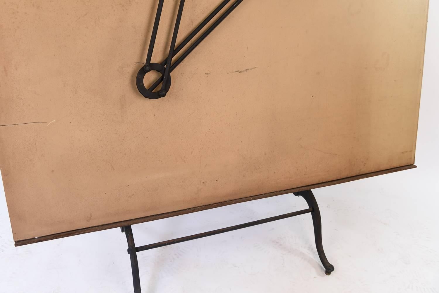 1930s Industrial Drafting Table with Cast Iron Adjustable Base 2