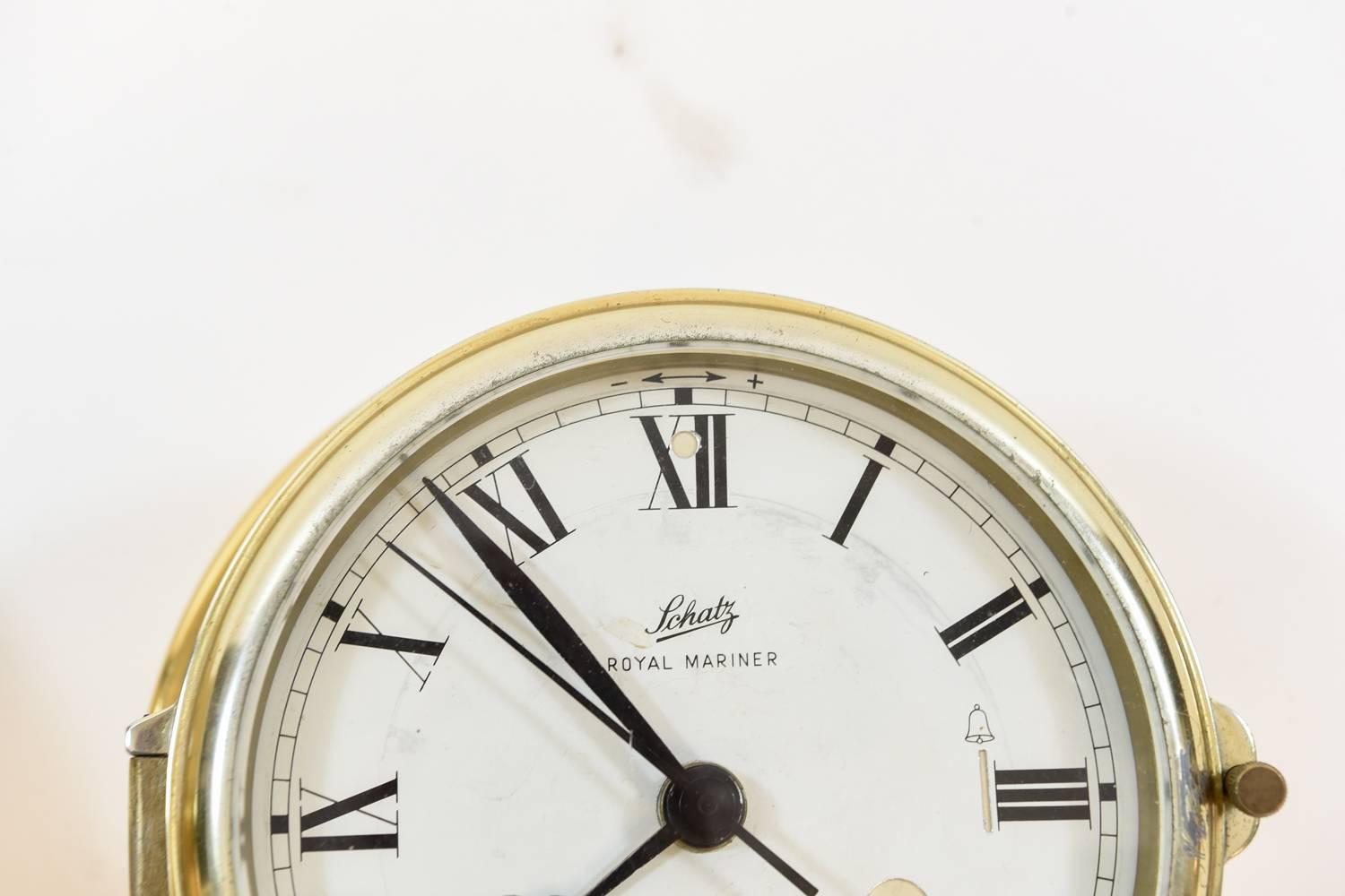 European Schatz Brass Barometer and Clock Weather Station