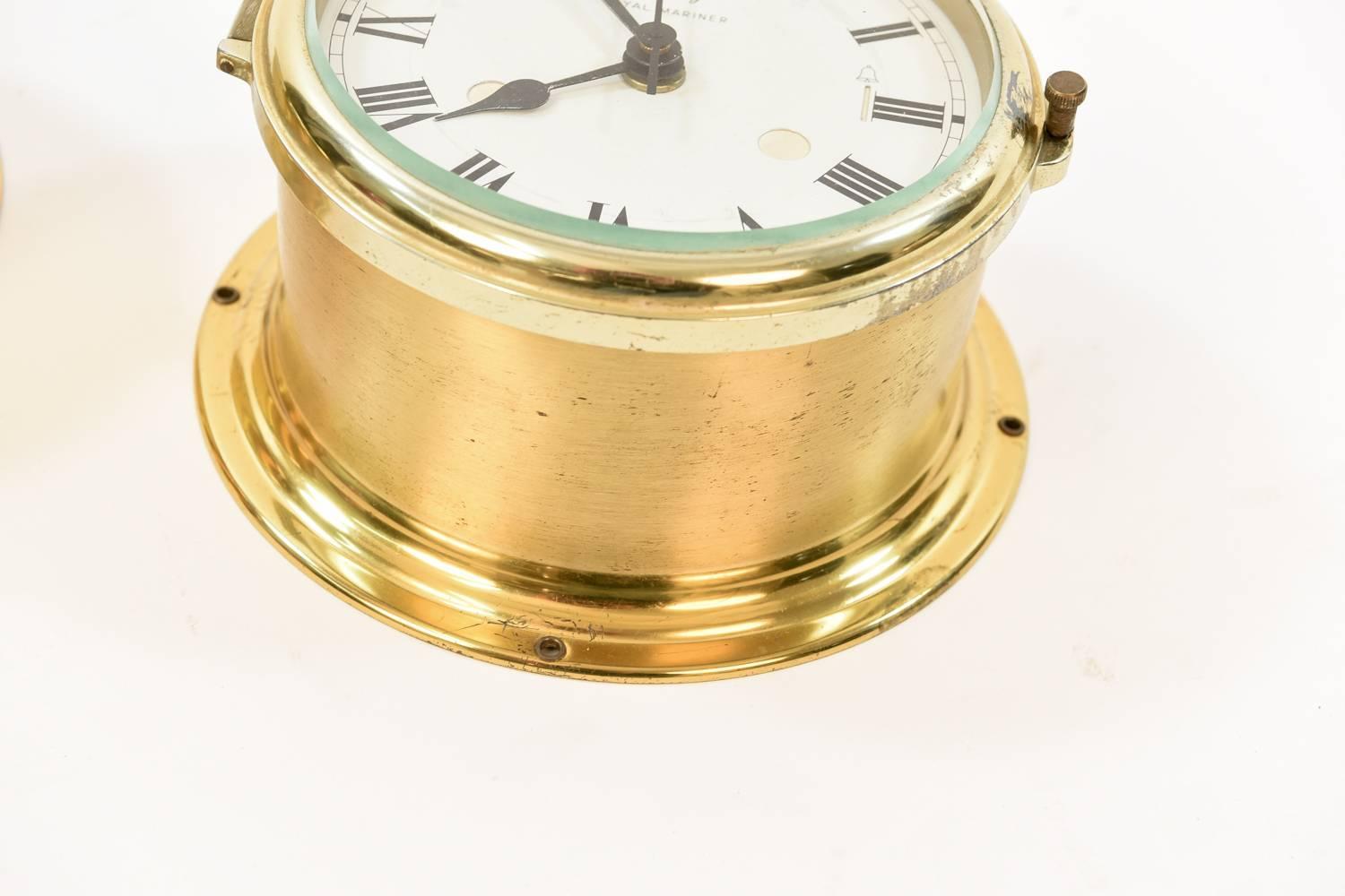 20th Century Schatz Brass Barometer and Clock Weather Station