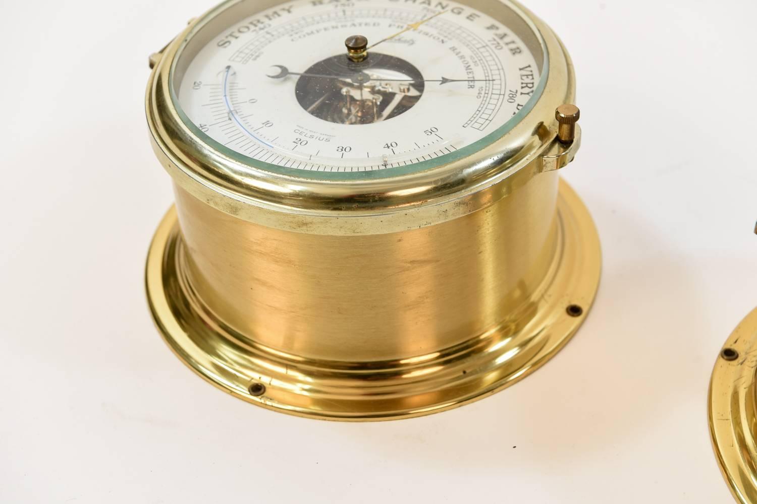 Schatz Brass Barometer and Clock Weather Station In Good Condition In Norwalk, CT