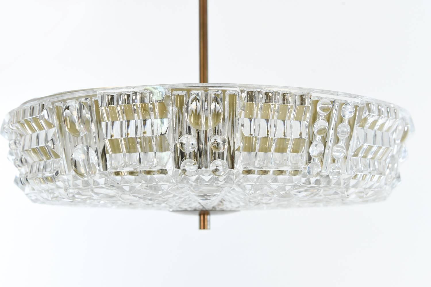 Mid-Century Modern Glass Chandelier Attributed to Carl Fagerlund for Orrefors