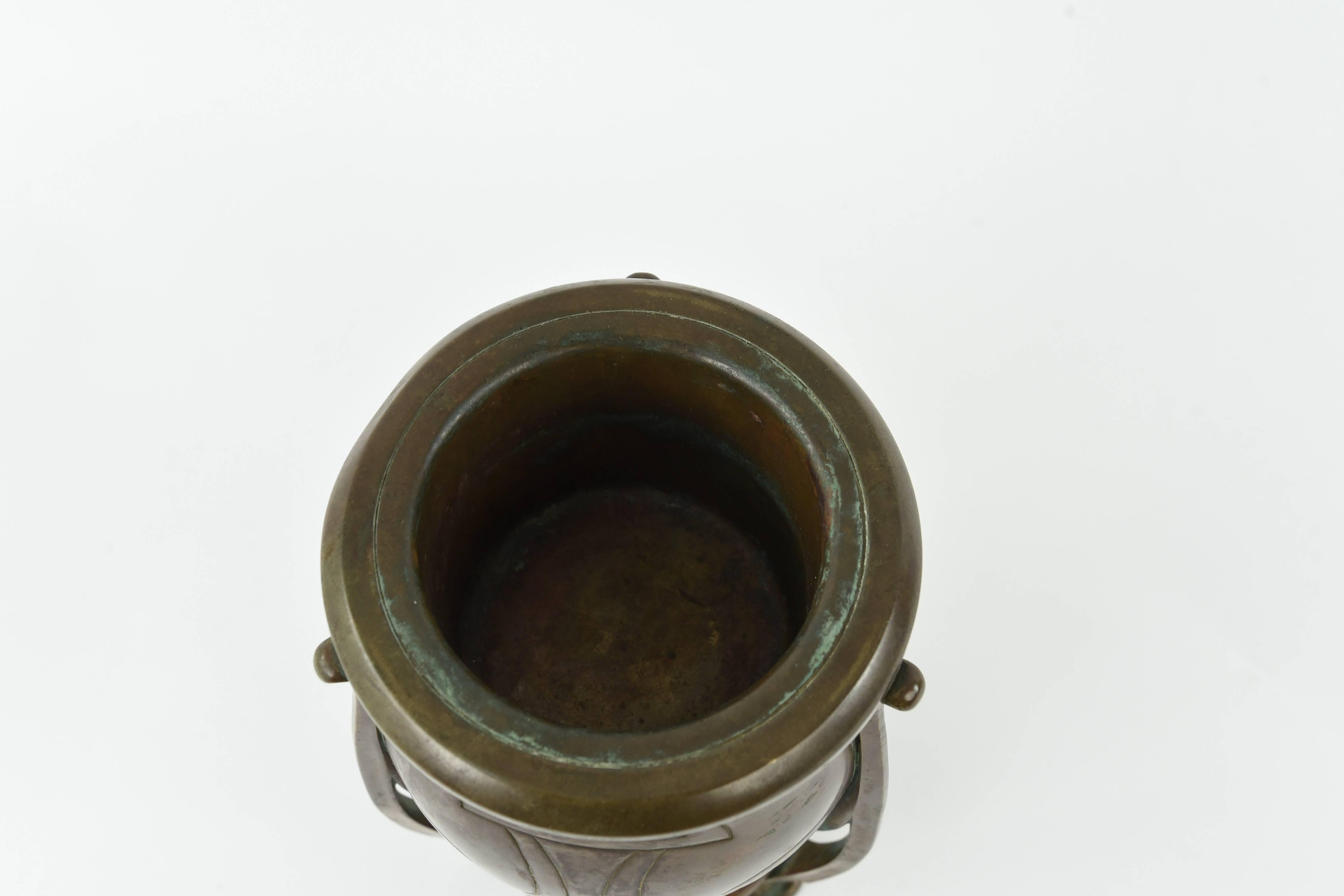 Early 20th Century Aesthetic Sculptural Bronze Vase