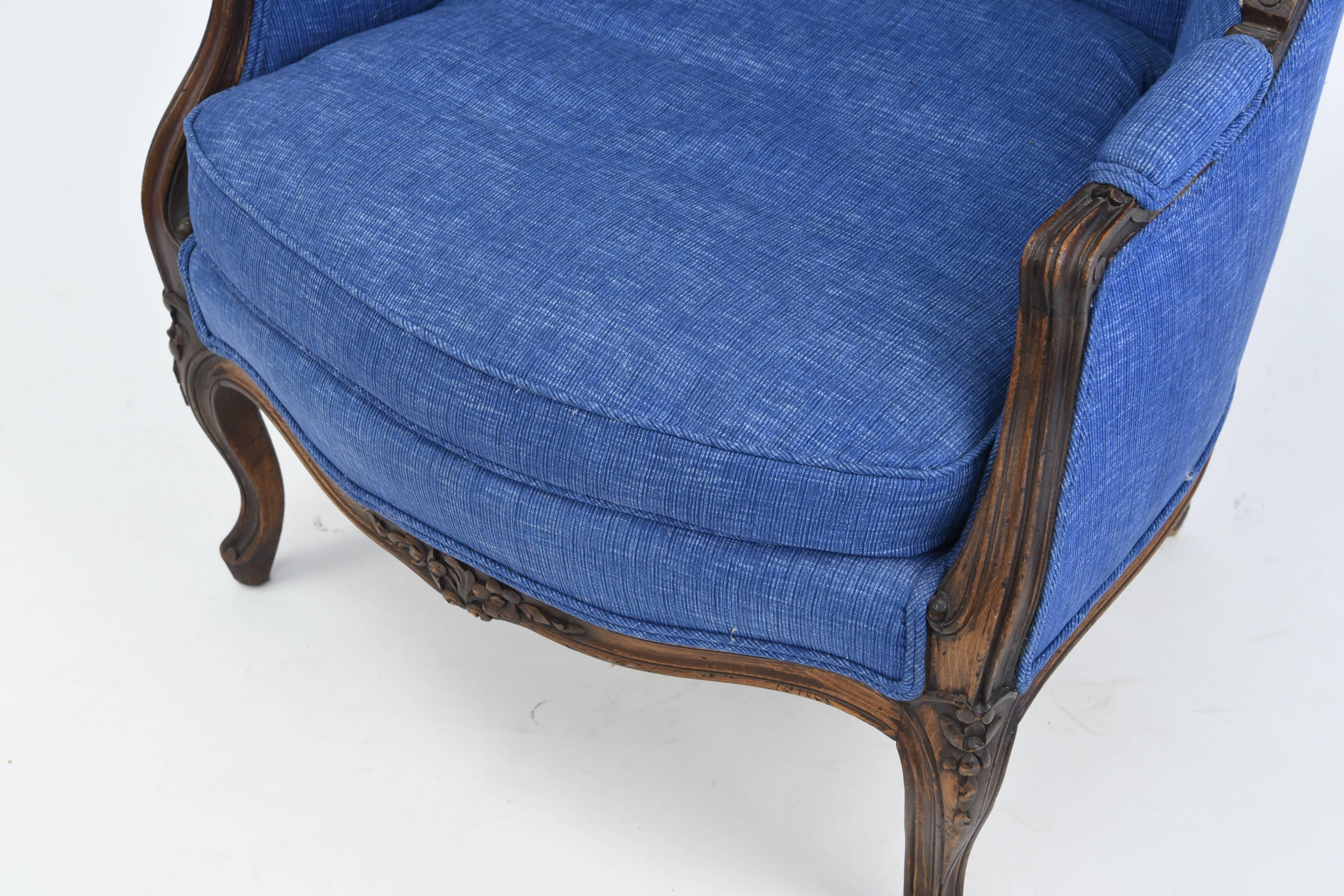 In a newer upholstery job this vintage French style balloon canopy back chair will be the accent to any room!