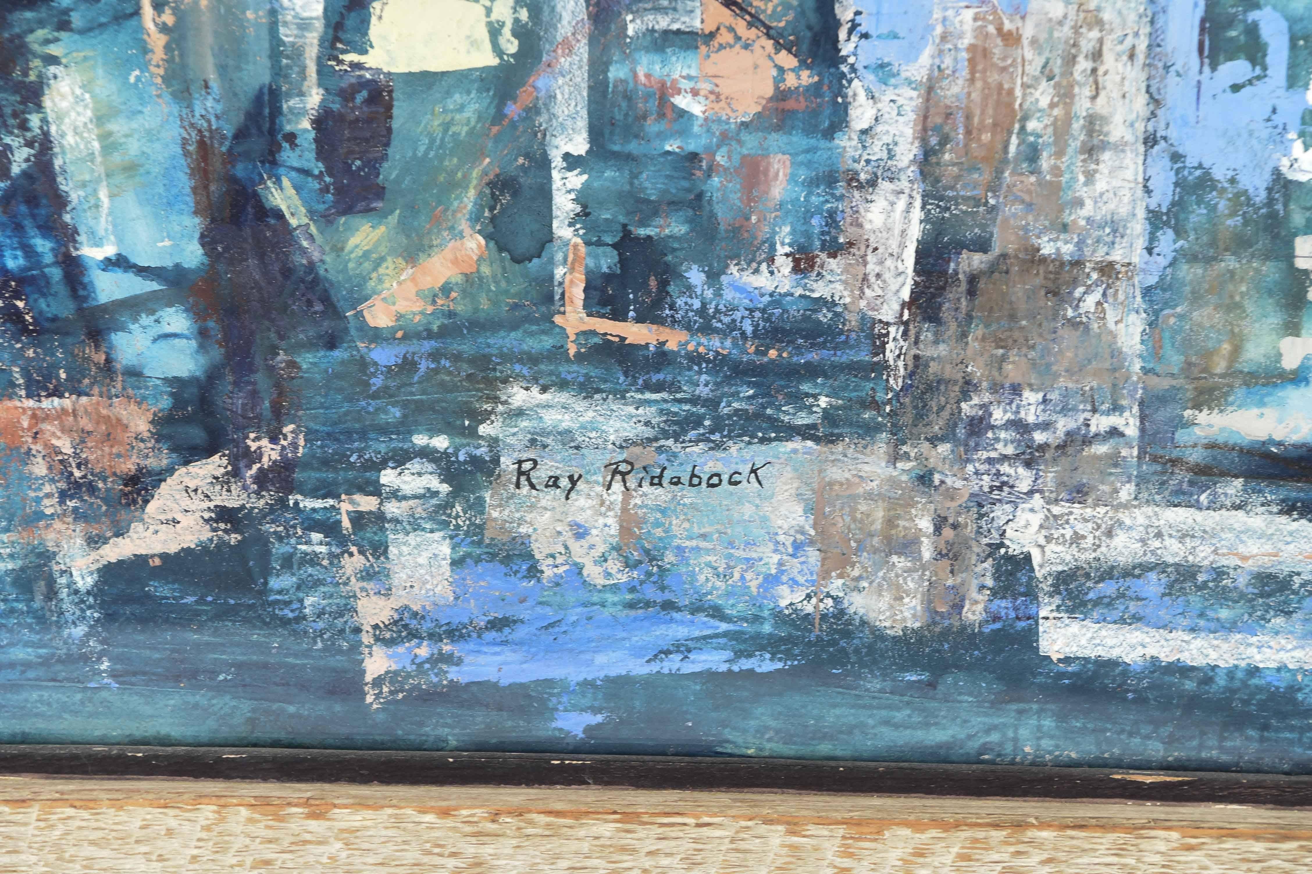 Ray Ridabock Abstract Oil on Board In Good Condition In Norwalk, CT