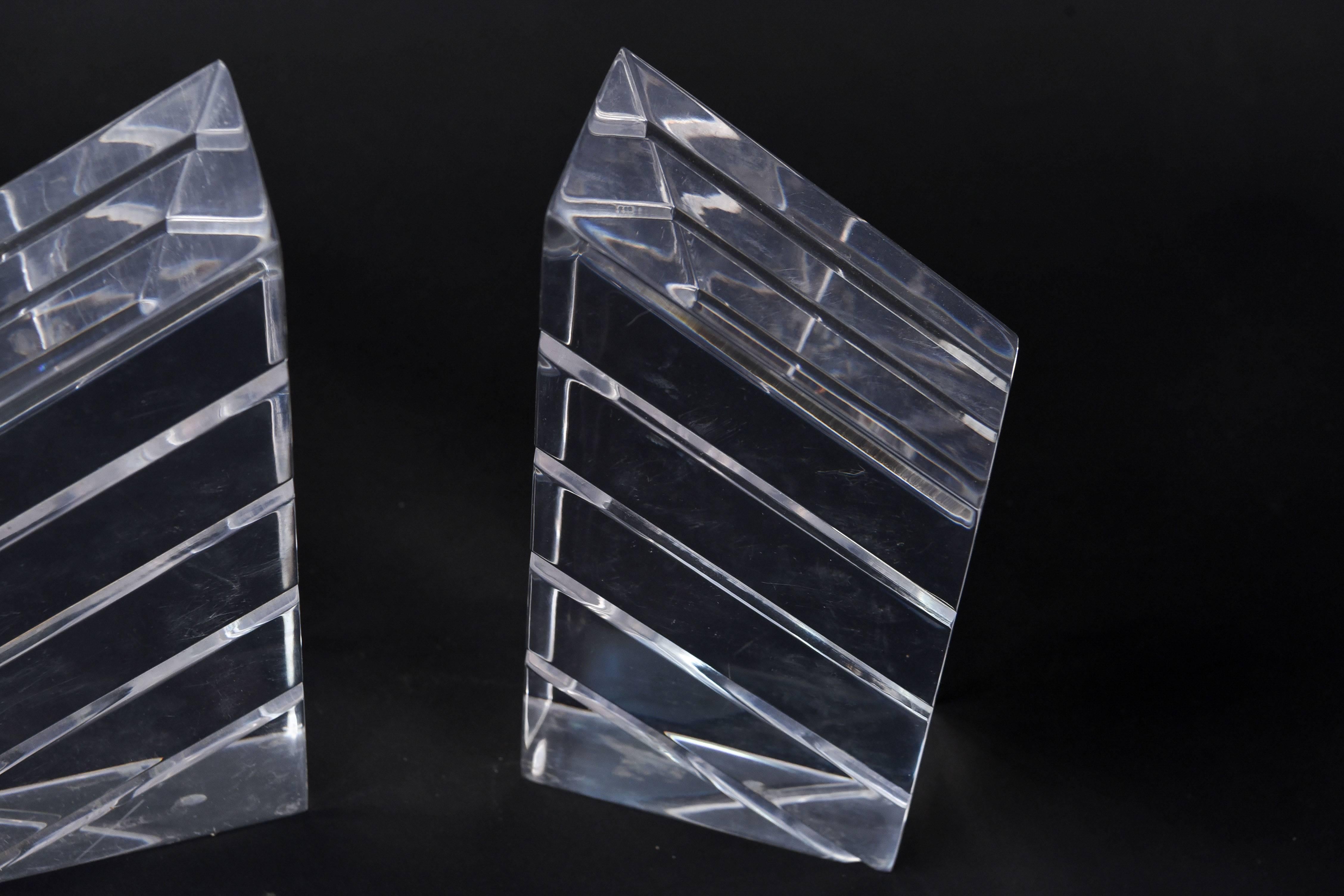 Mid-Century Modern Pair of Lucite / Acrylic Sculptural Bookends by Astrolite