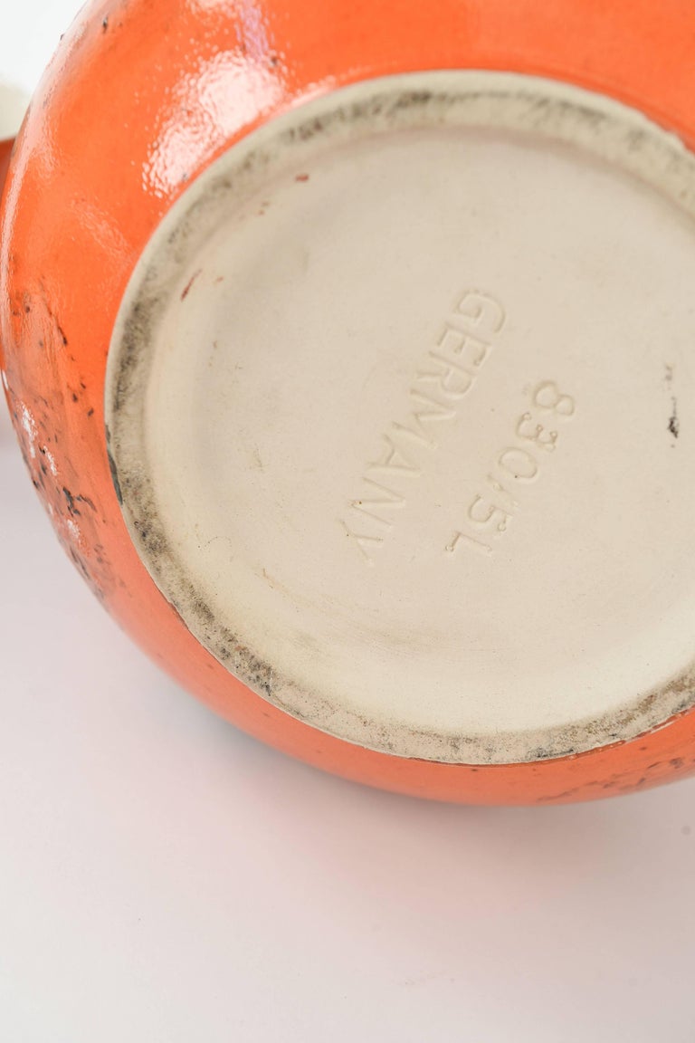 Midcentury German Ceramic Punch Bowl and Ten Cups For Sale at 1stDibs