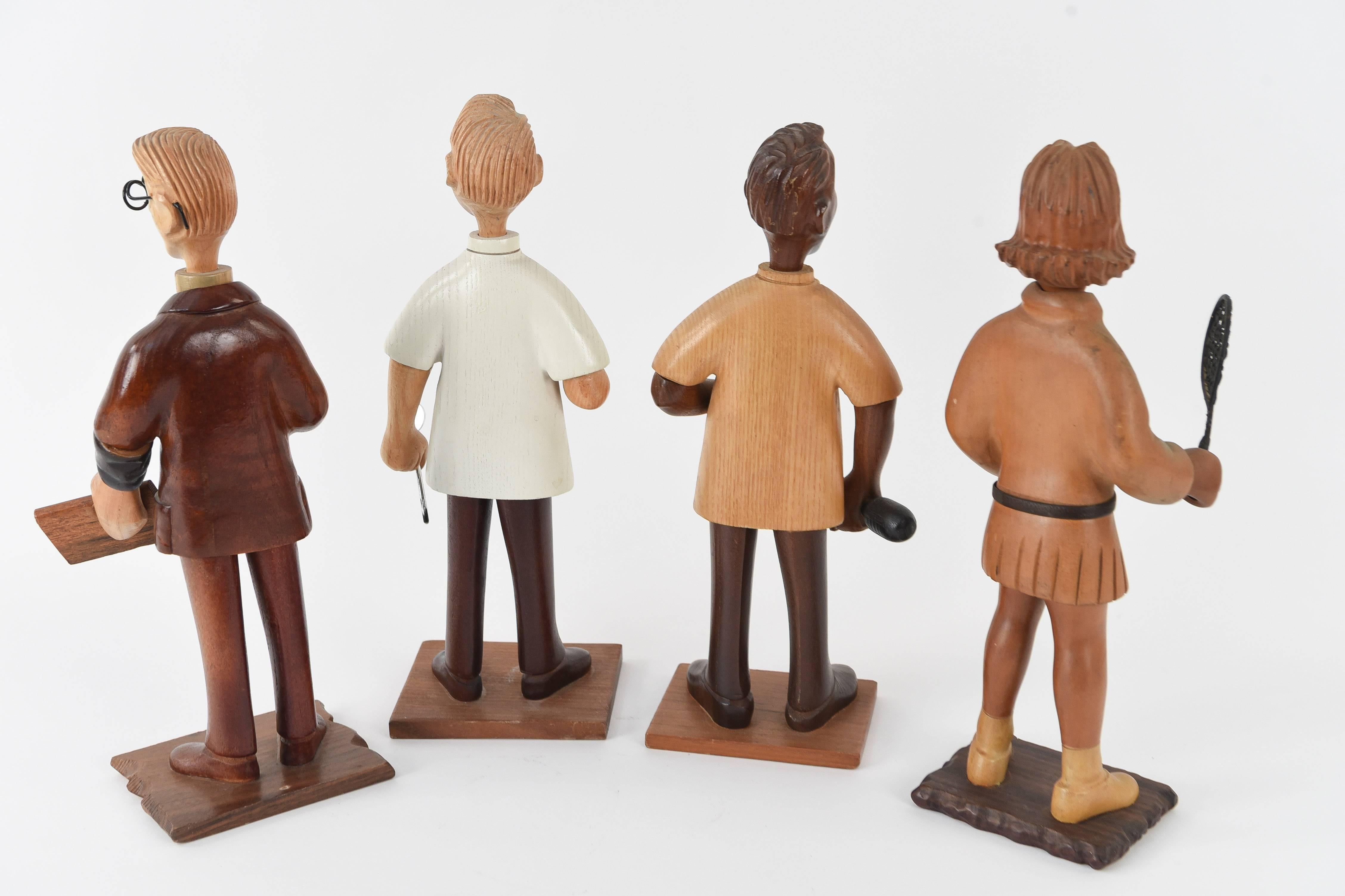 Four Italian Hand-Carved Wooden Occupational Figures 2
