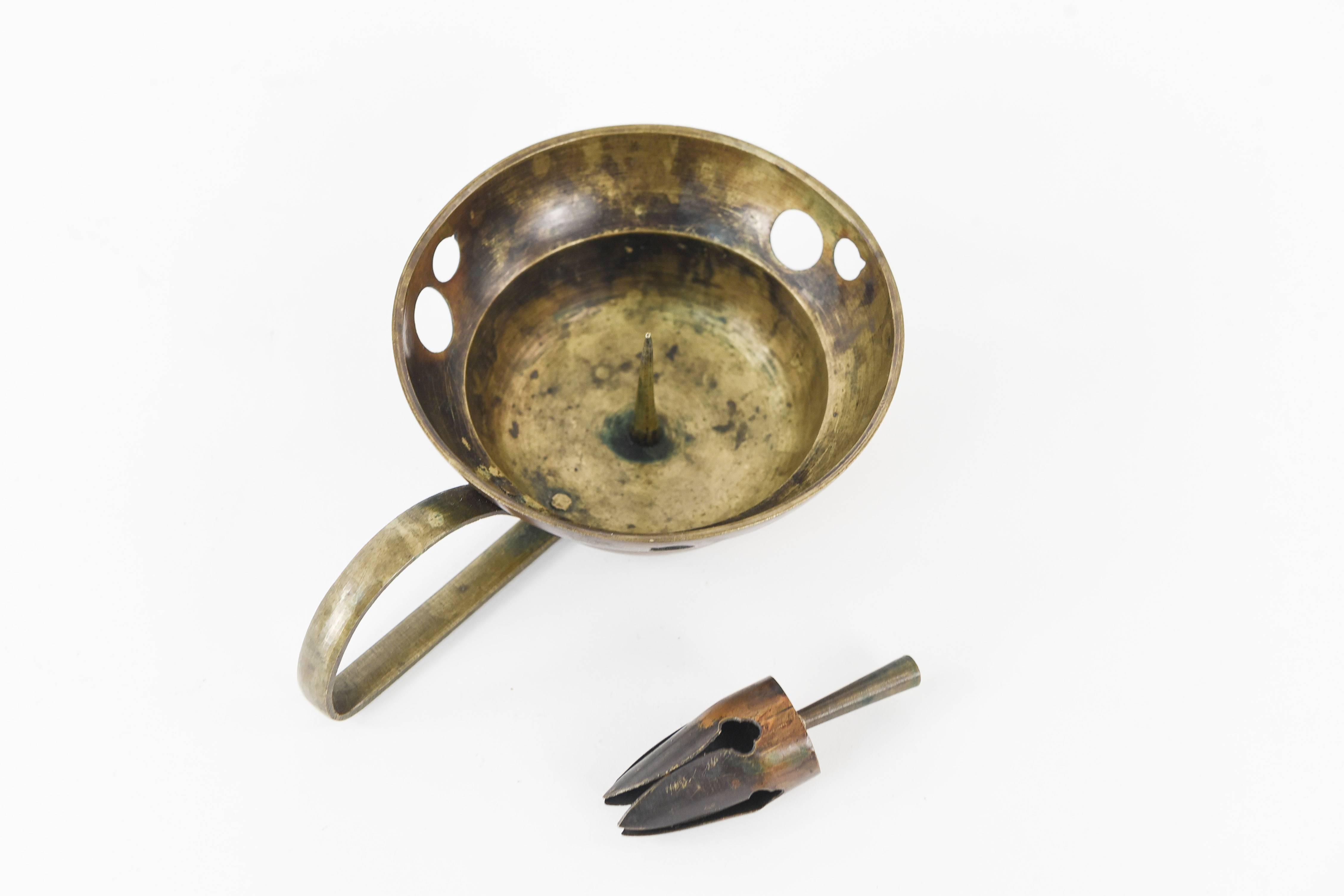 Antique Viennese Brass Portable Oil Lamp 3
