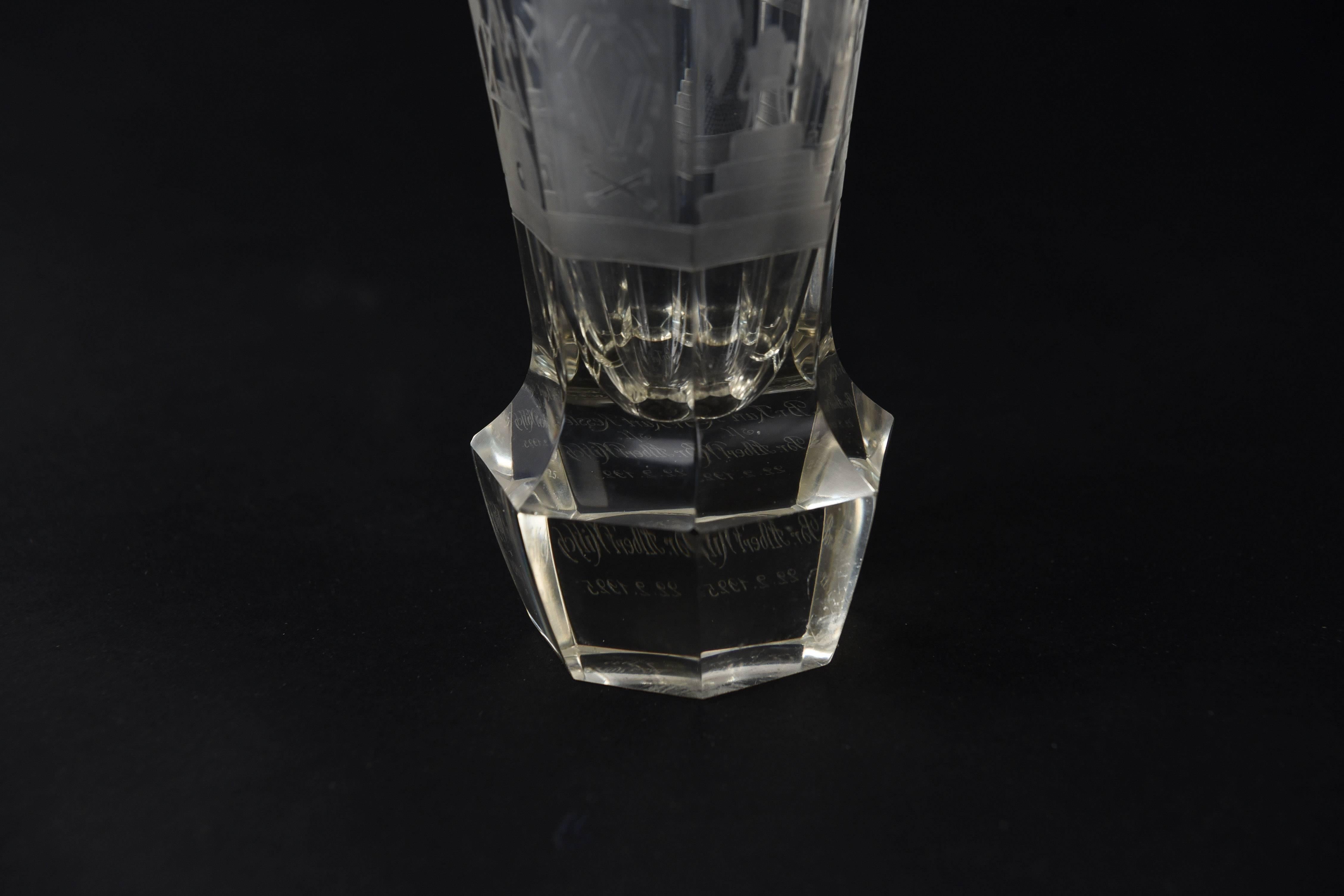 Masonic Etched Glass Fraternal Goblet 4