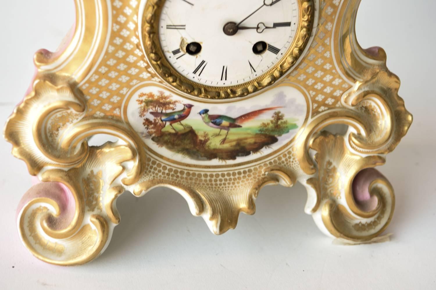 Jacob Petit French Porcelain Clock In Good Condition In Norwalk, CT