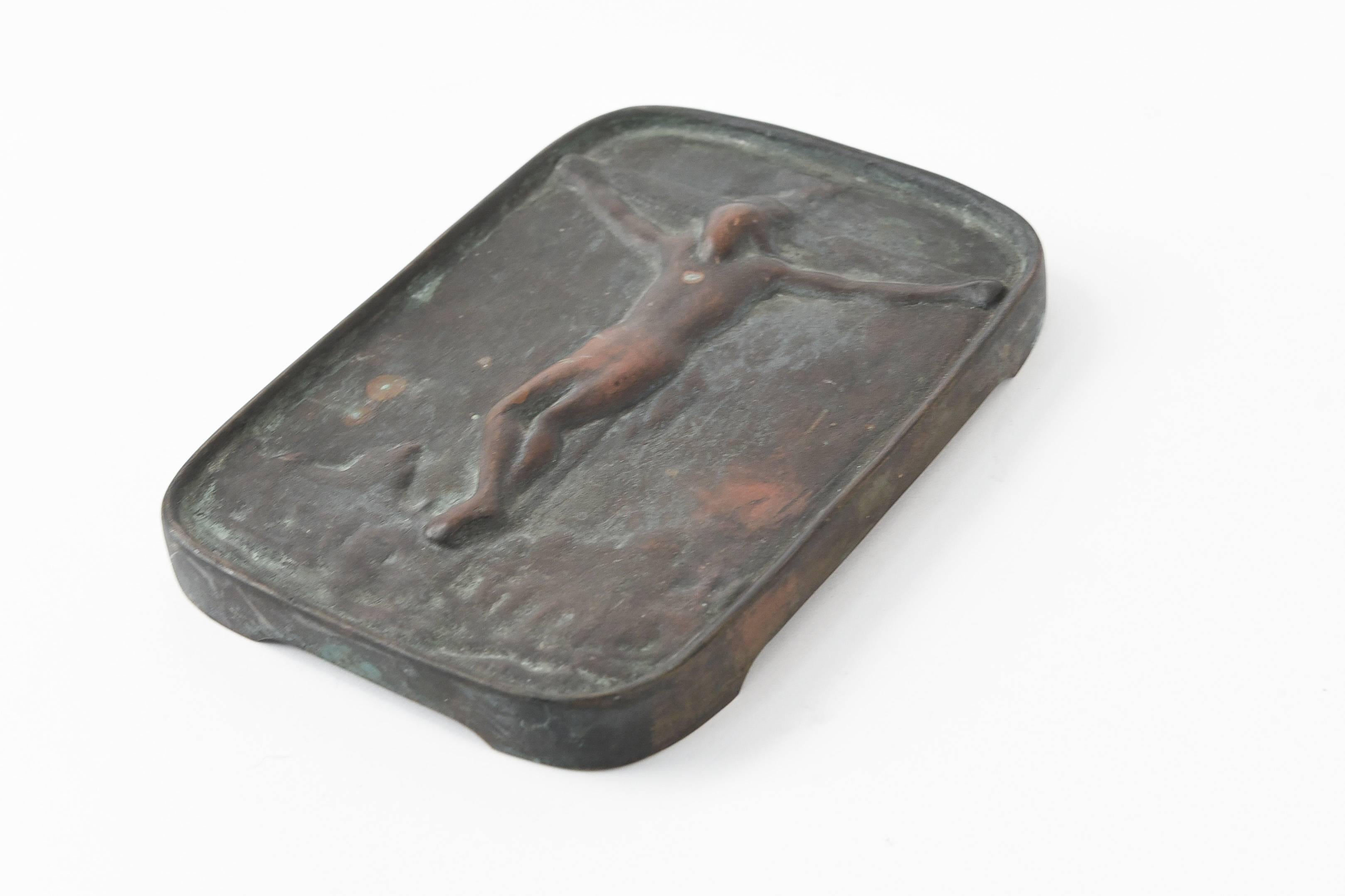 20th Century Early 20th C. Example of Japanese Fumi-E Bronze Plaque