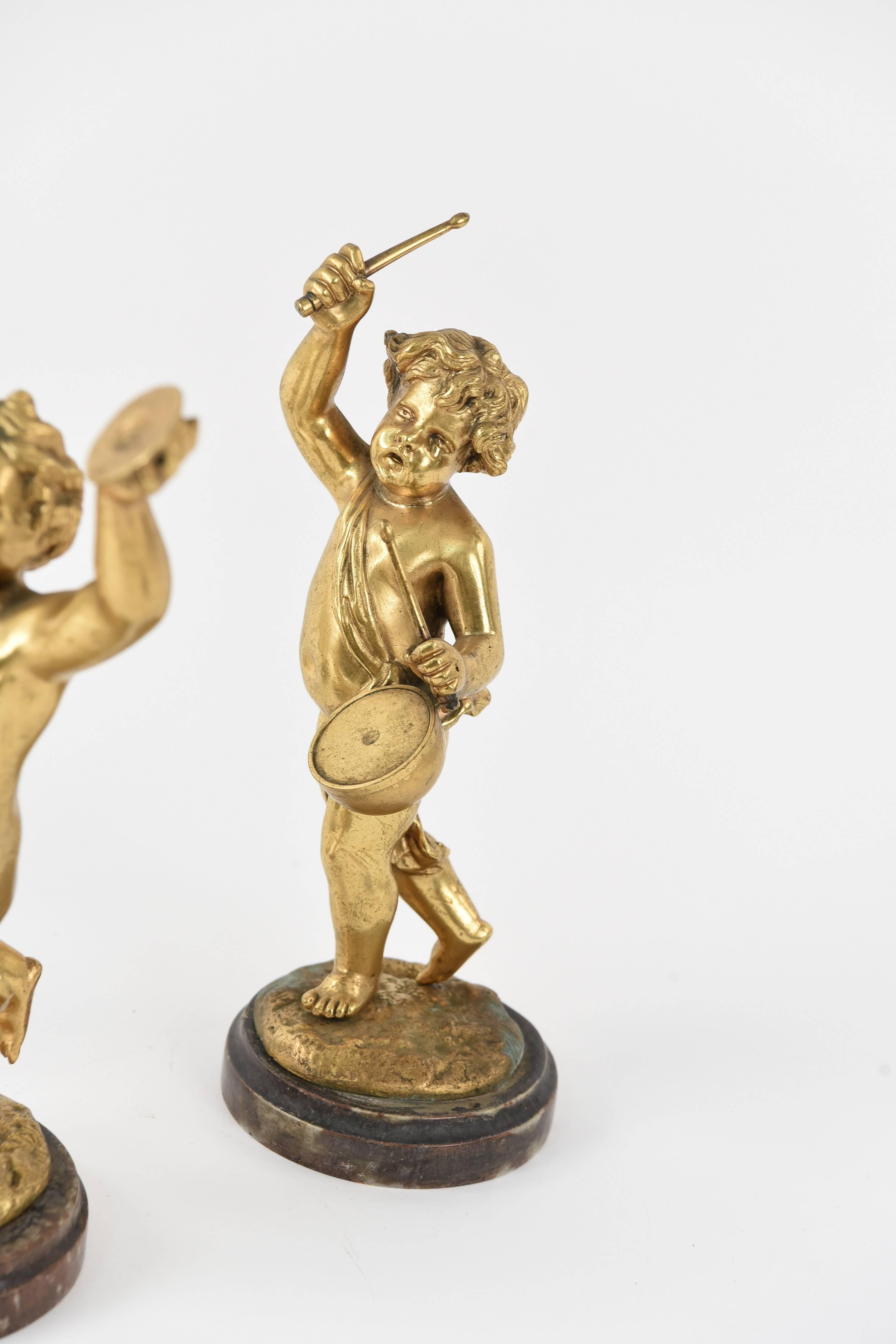 After Clodion Gilt Bronze Cherub Sculptures 2